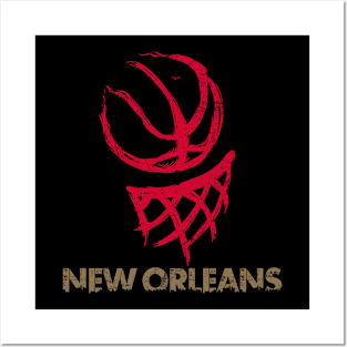 Vintage New Orleans Louisiana B-Ball Basketball Game Fans Posters and Art